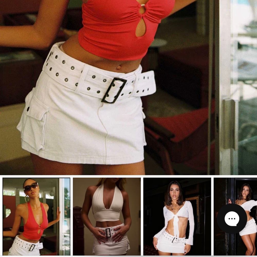 Iconic Cargo Mini Skirt White